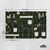 Botanical Pegboard Organizer with Dark Green Floral Pattern - Deskneko