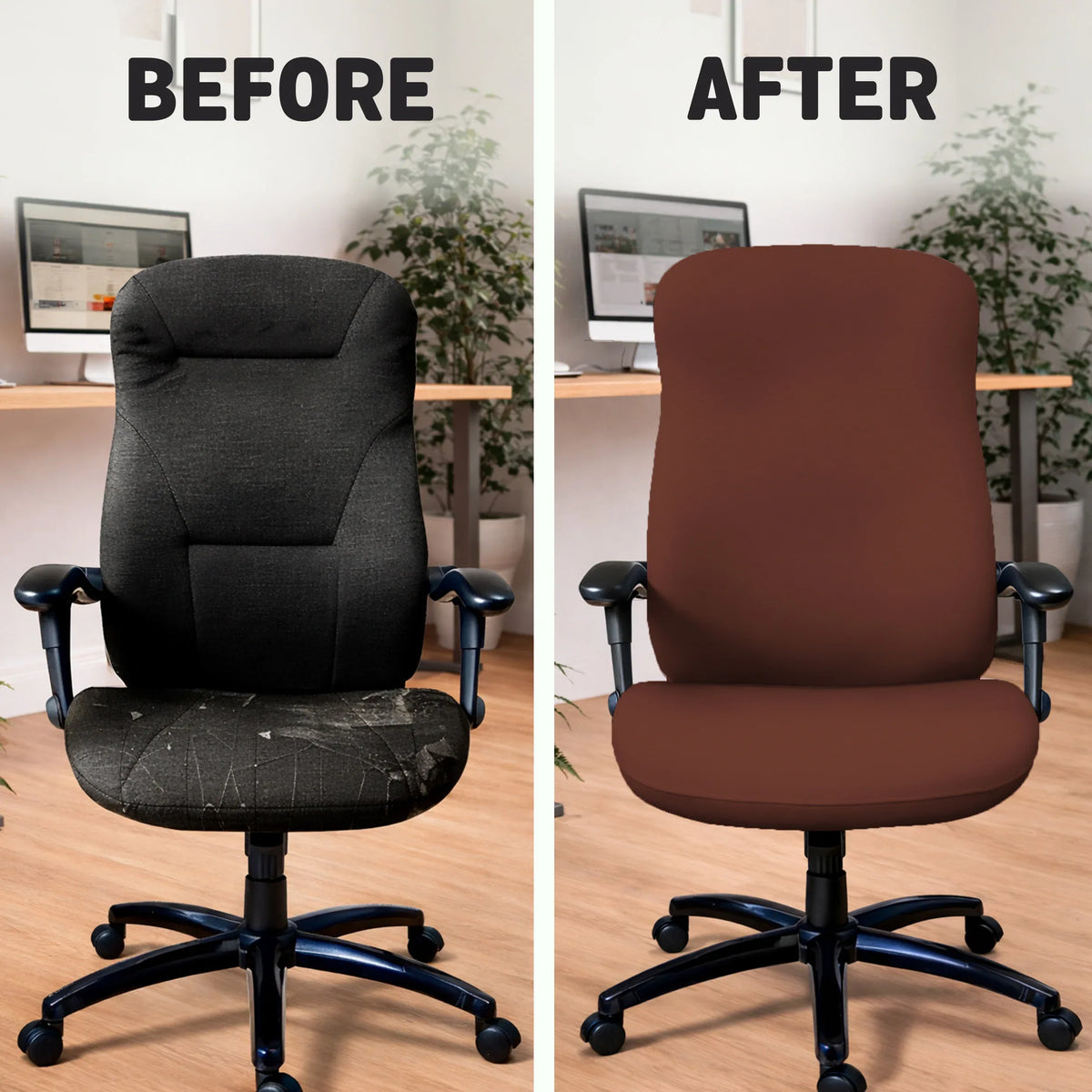 Mahogany Brown Desk Chair Cover - Deskneko