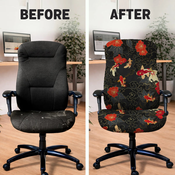 Japanese Koi Office Chair Cover - Deskneko