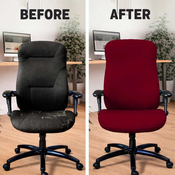 Burgundy Office Chair Cover for Desk Chairs and Home Offices - Deskneko