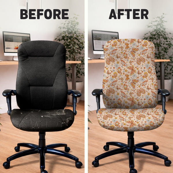Retro Butterfly Desk Chair Cover - Chair Covers - Deskneko - Desk Chair Covers