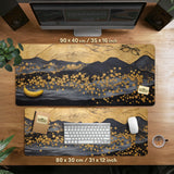 Black Gold Abstract Mountain Desk Mat & Mousepad - Deskneko