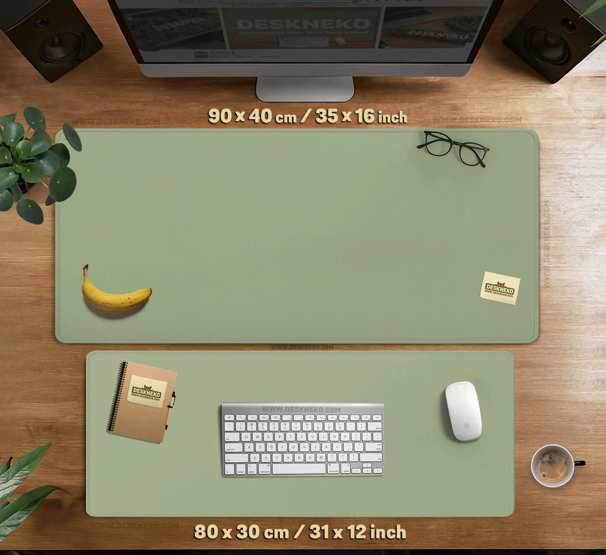 Sage Green Desk Mat XXL Extended Mousepad for Office and Gaming - Deskneko