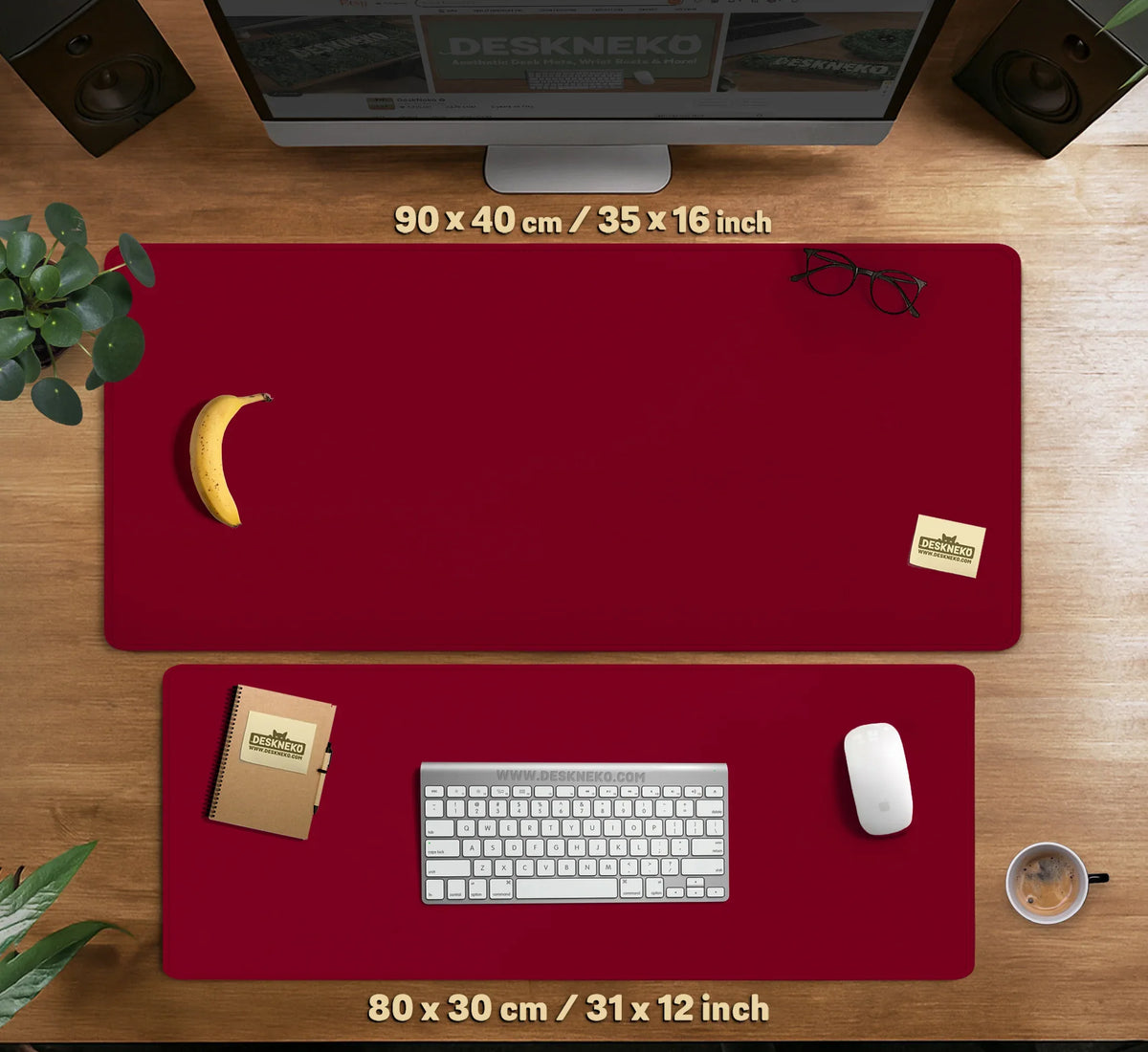 Burgundy Desk Mat for Gaming and Office Desks | Premium Mousepad - Deskneko