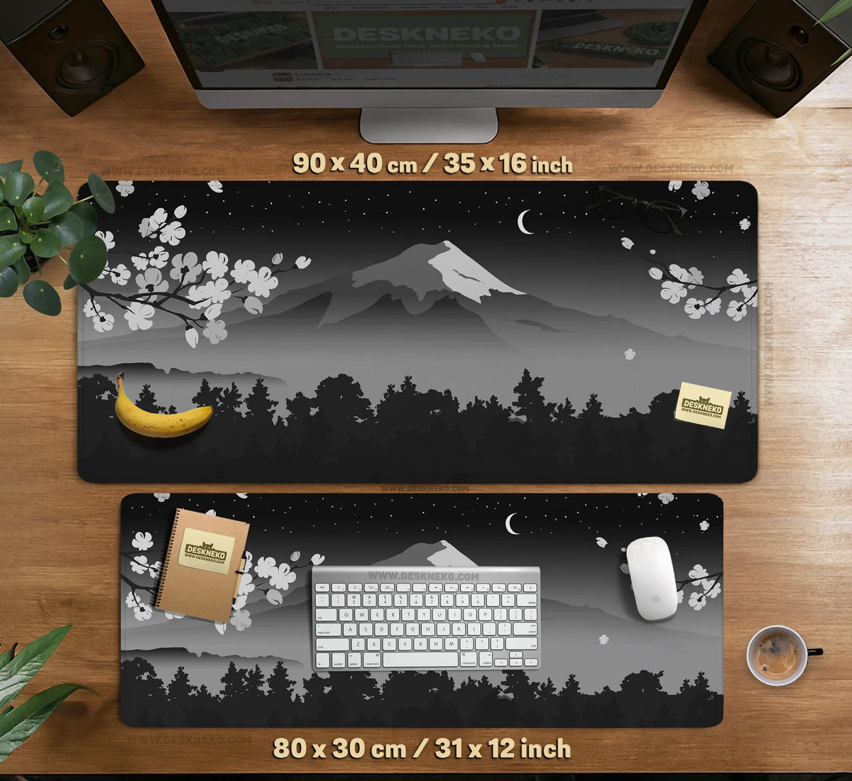 Black Mount Fuji Desk Mat - Deskneko