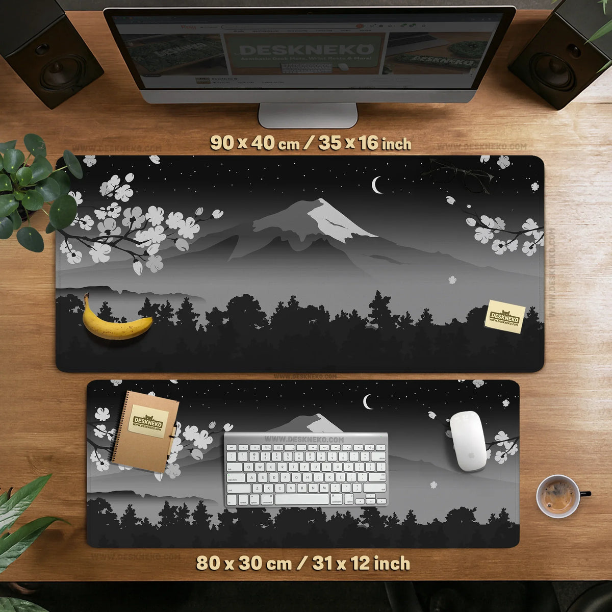 Black Mount Fuji Desk Mat - Deskneko