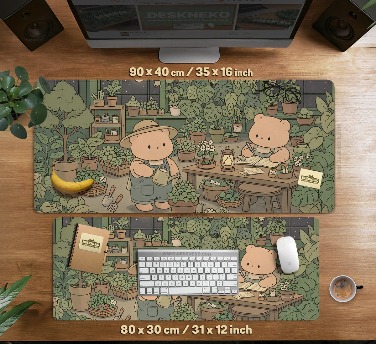Kawaii Bear Desk Mat XXL Extended Mousepad for Keyboard and Desk - Deskneko