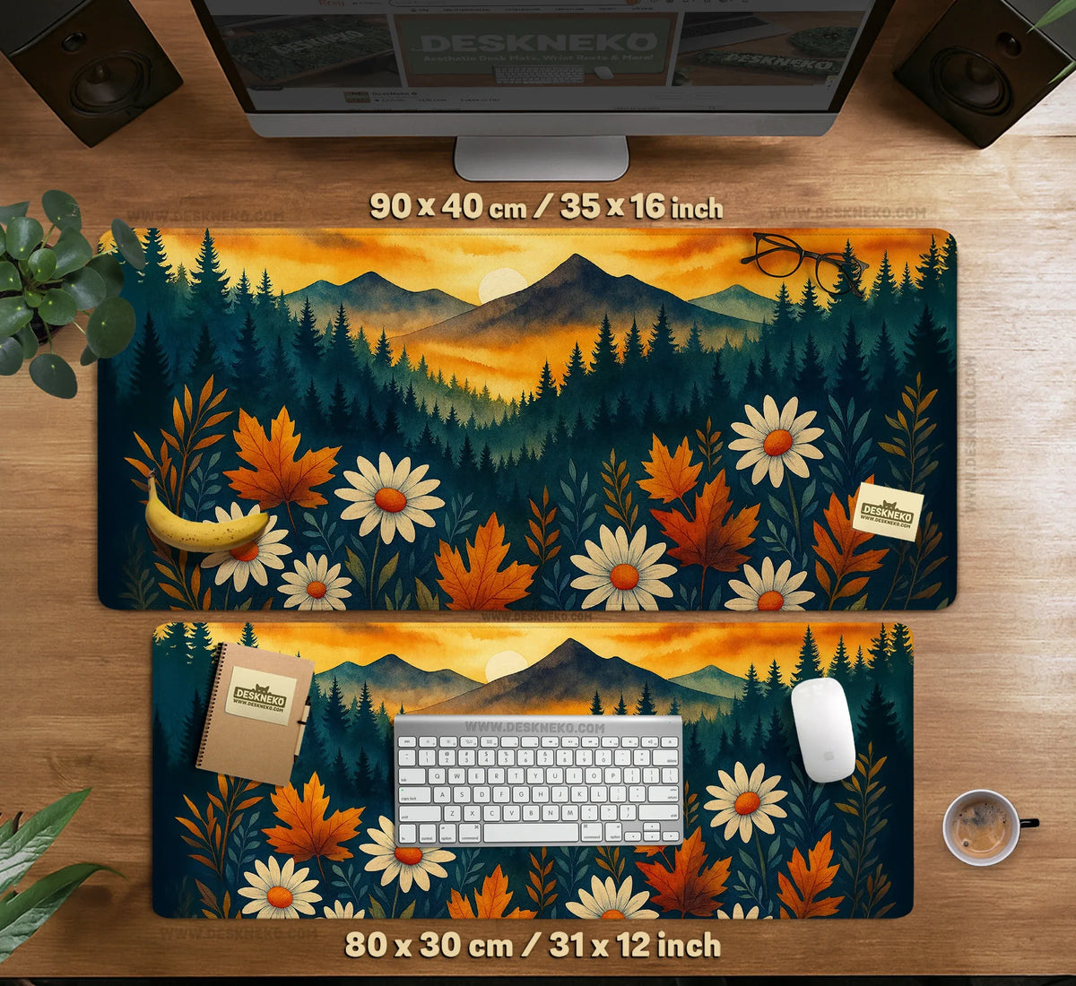 Sunset Forest Mountain Desk Mat - Deskneko