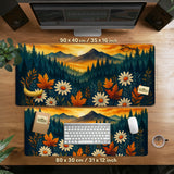 Sunset Forest Mountain Desk Mat - Deskneko