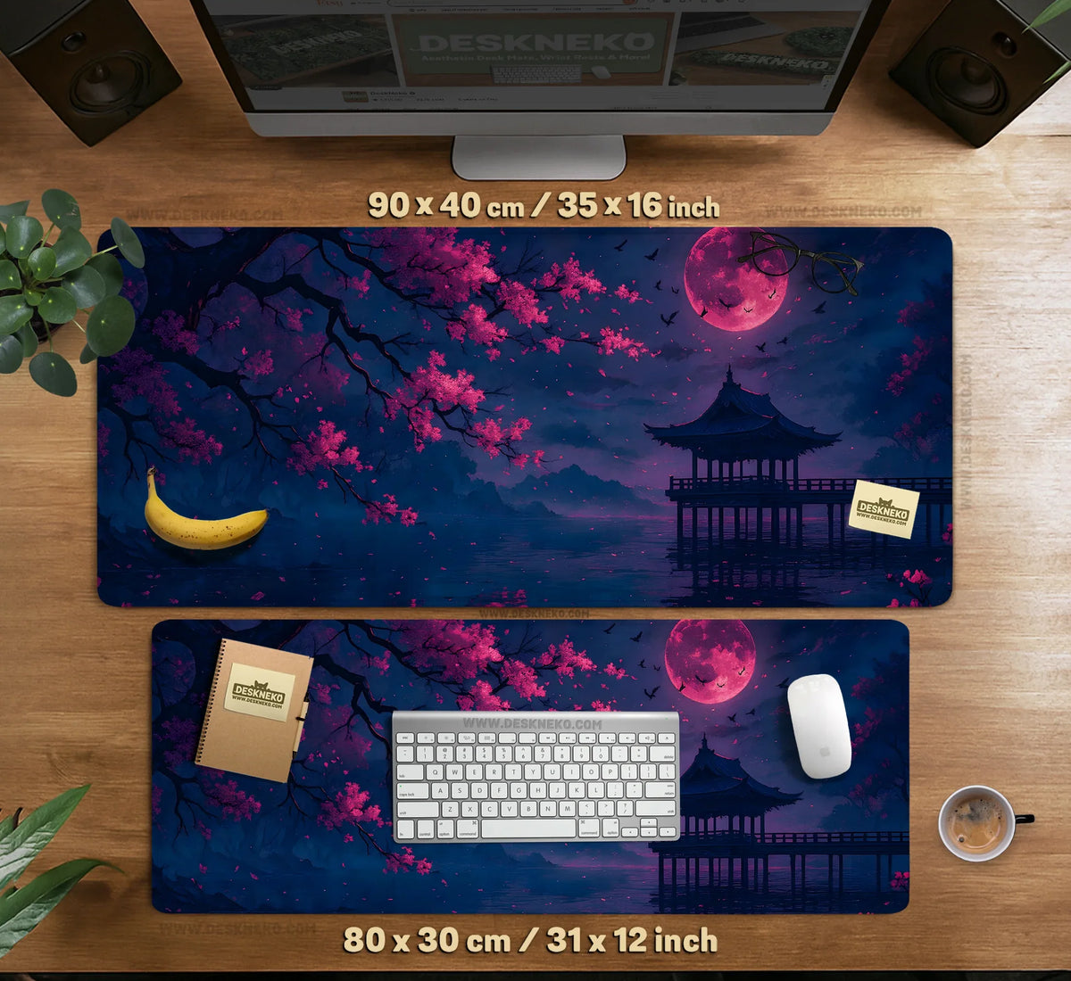 Dark Sakura Cherry Blossom Desk Mat - Deskneko