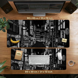 Black White Tokyo Desk Mat - Deskneko