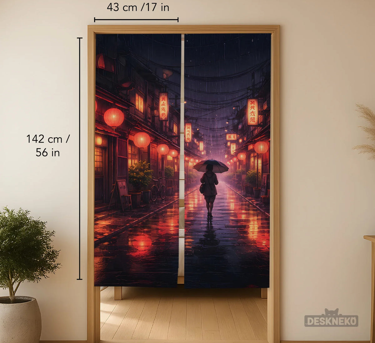 Lofi Anime Alley Noren Door Curtain - Deskneko