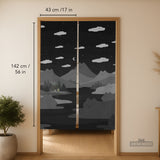 Cute Cat Mountains Noren Curtain - Noren Door Curtain - Deskneko - Noren Door Curtains