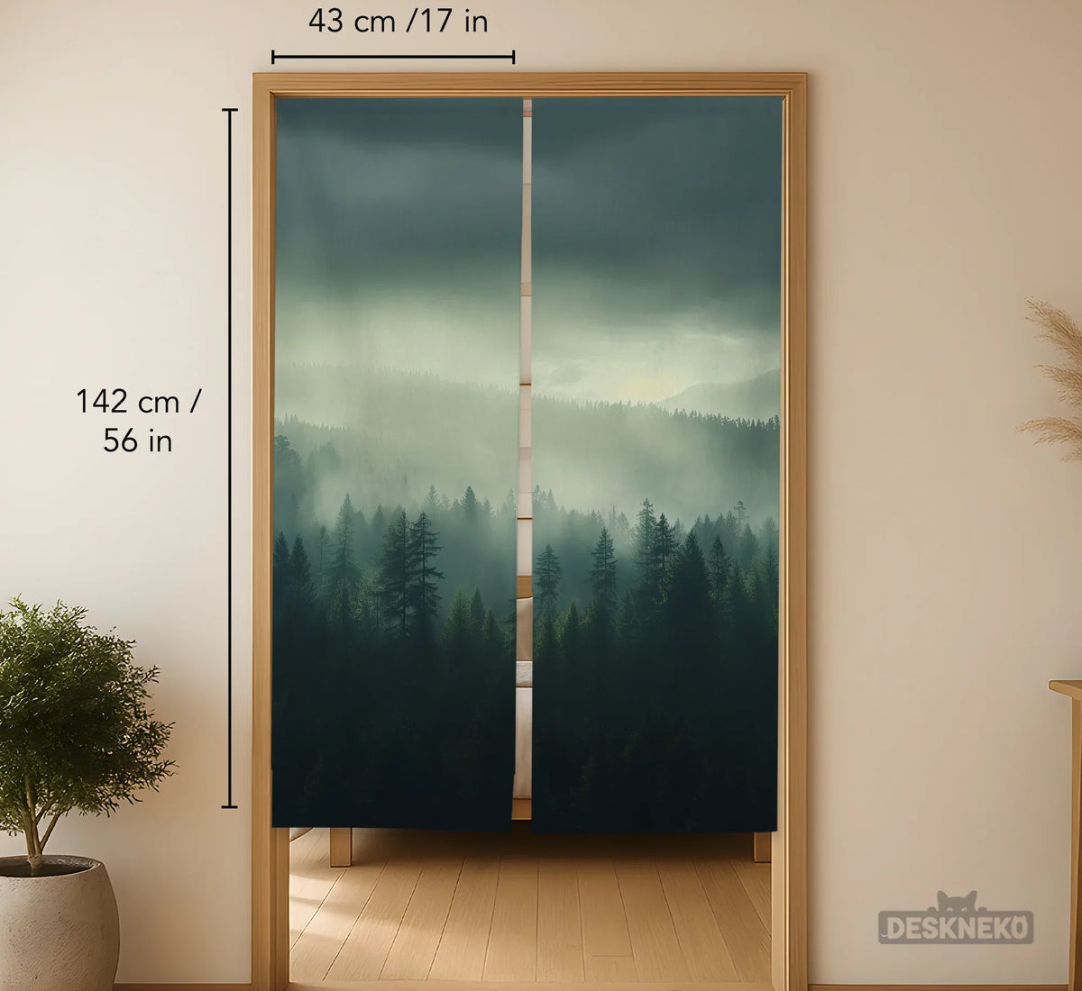 Misty Forest Noren Door Curtain - Deskneko