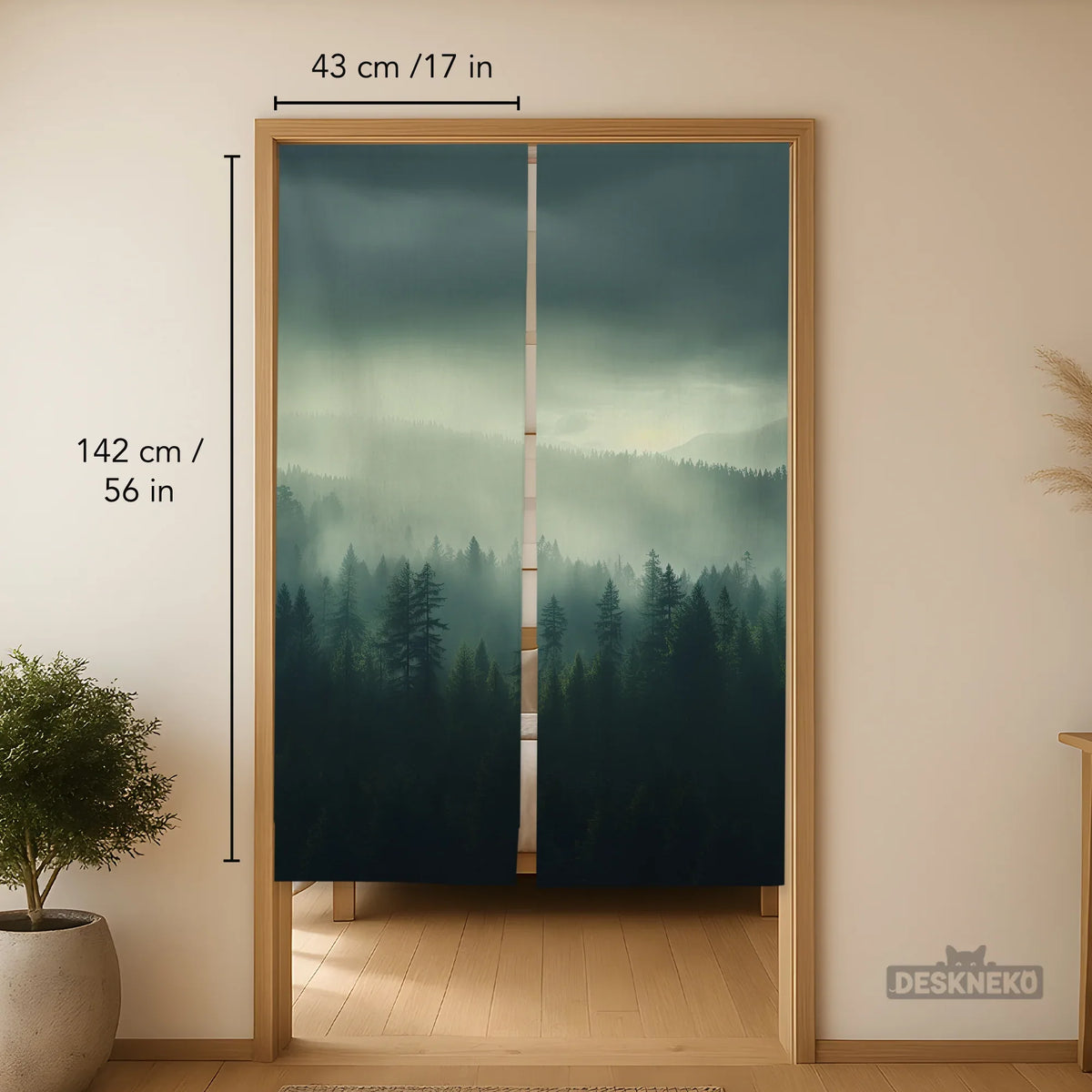 Misty Forest Noren Door Curtain - Deskneko