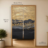 Gold Black Abstract Noren Door Curtain - Deskneko