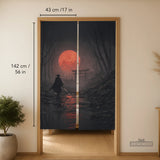 Samurai Red Moon Noren Door Curtain - Deskneko