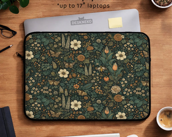 Dark Floral Cottagecore Laptop Sleeve & Bag - Deskneko