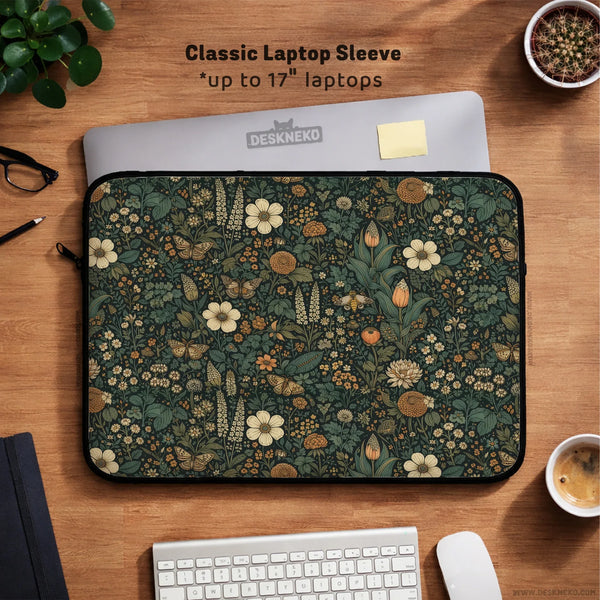 Dark Floral Cottagecore Laptop Sleeve & Bag - Deskneko