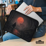 Samurai Red Moon Laptop Sleeve & Bag with Handle and Shoulder Strap - Deskneko