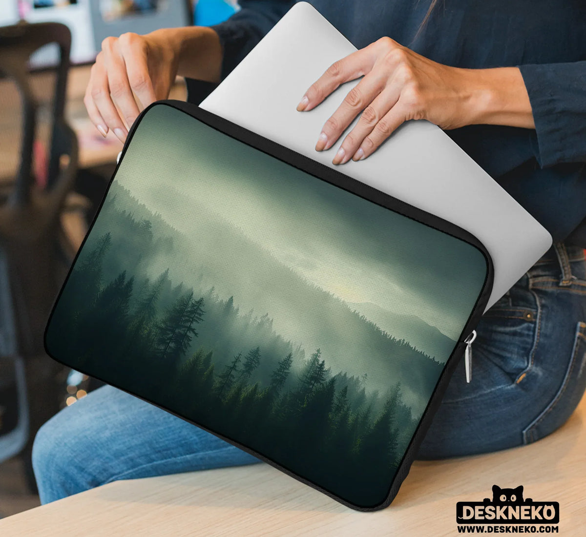 Misty Forest Nordic Laptop Sleeve - Deskneko