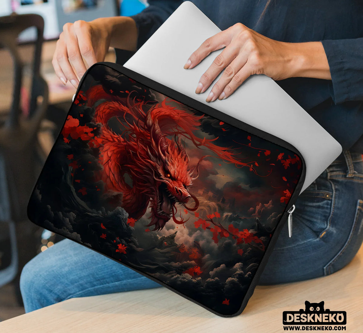 Red Dragon Laptop Sleeve & Bag - Deskneko
