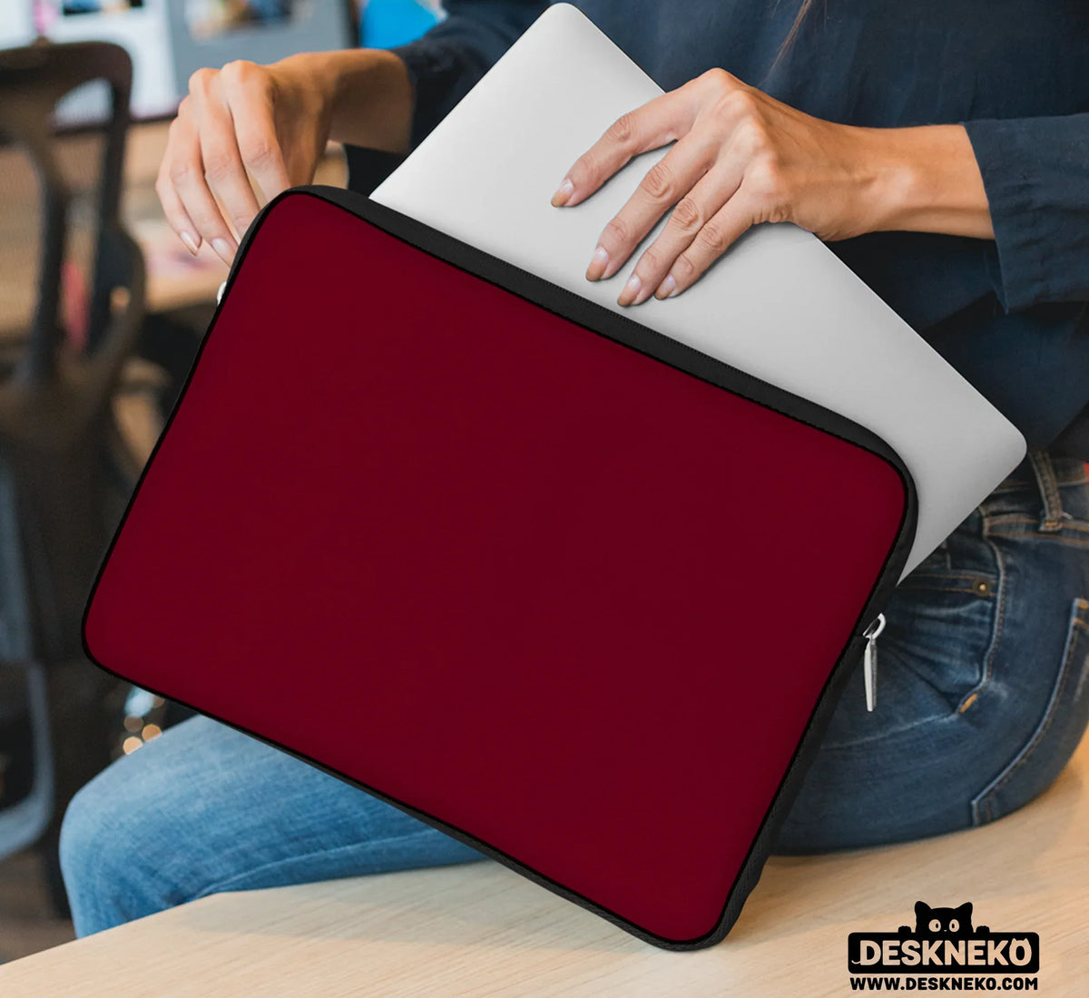 Burgundy Laptop Sleeve & Bag for MacBook and Notebooks - Deskneko