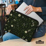 Dark Green Botanical Laptop Sleeve - Deskneko