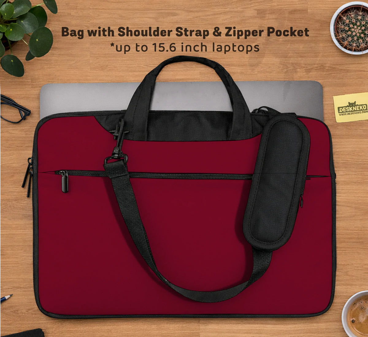 Burgundy Laptop Sleeve & Bag for MacBook and Notebooks - Deskneko