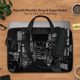 Tokyo Night Pixel Laptop Sleeve & Bag – Monochrome Cyberpunk Case - Deskneko