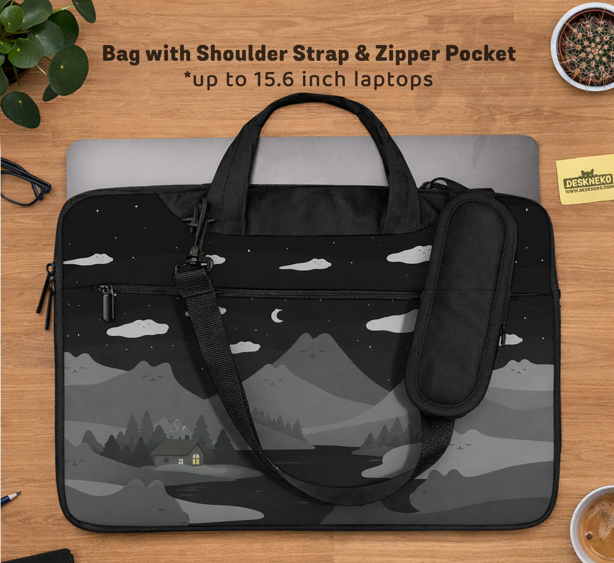 Black Cat Mountains Laptop Sleeve & Bag - Deskneko