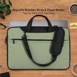Sage Green Laptop Bag with Shoulder Strap & Handle - Deskneko