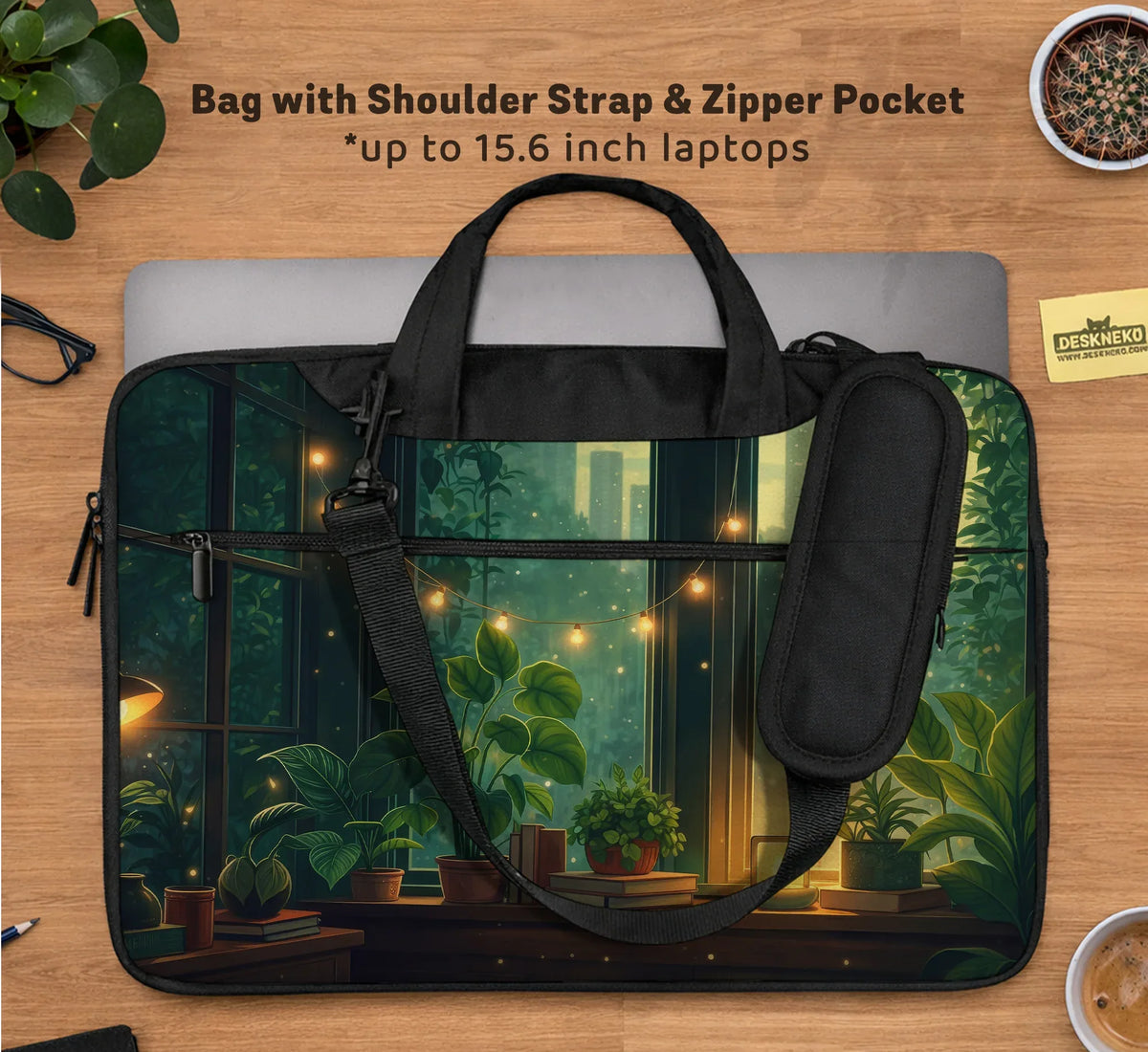 Cozy Green Window Laptop Sleeve & Bag - Deskneko