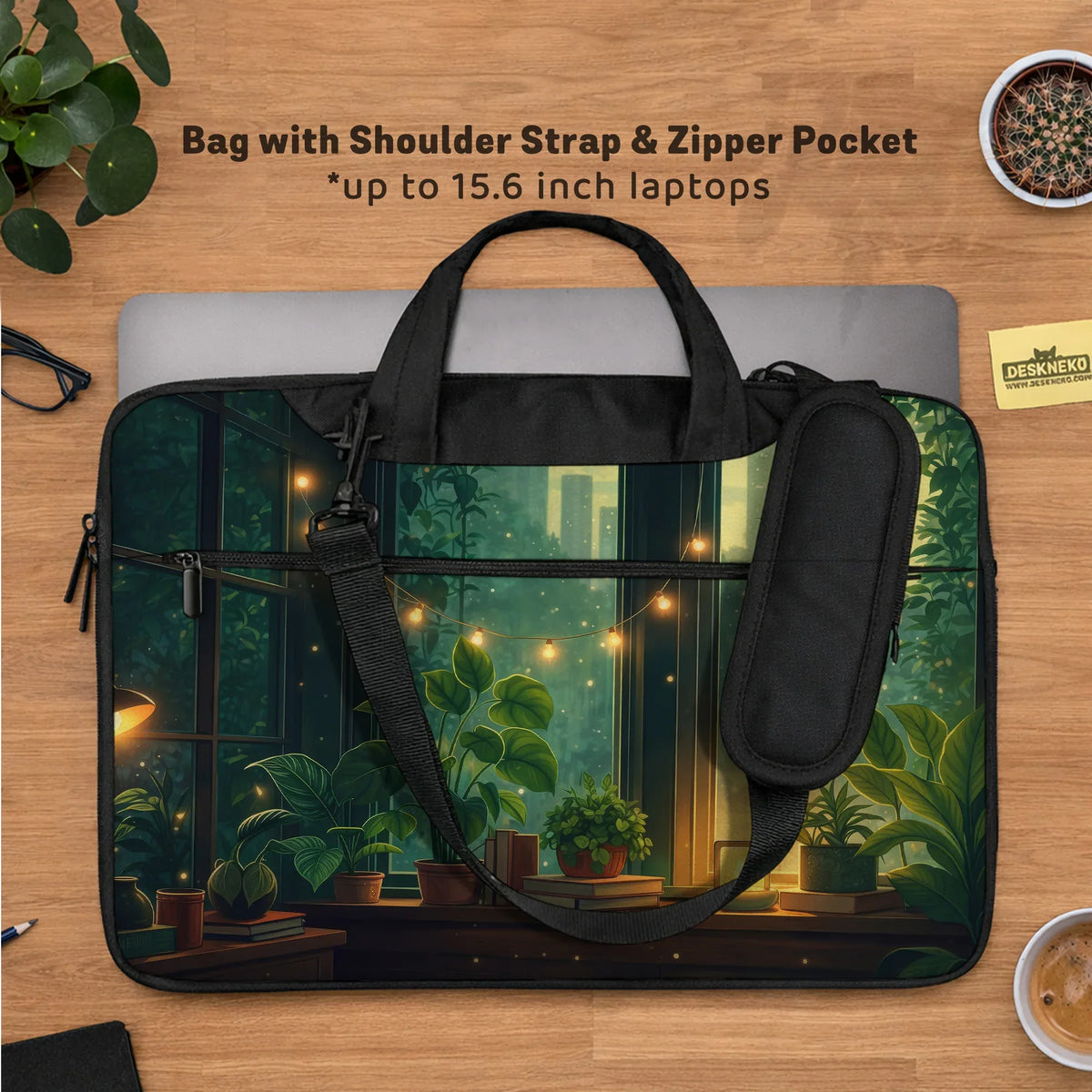 Cozy Green Window Laptop Sleeve & Bag - Deskneko