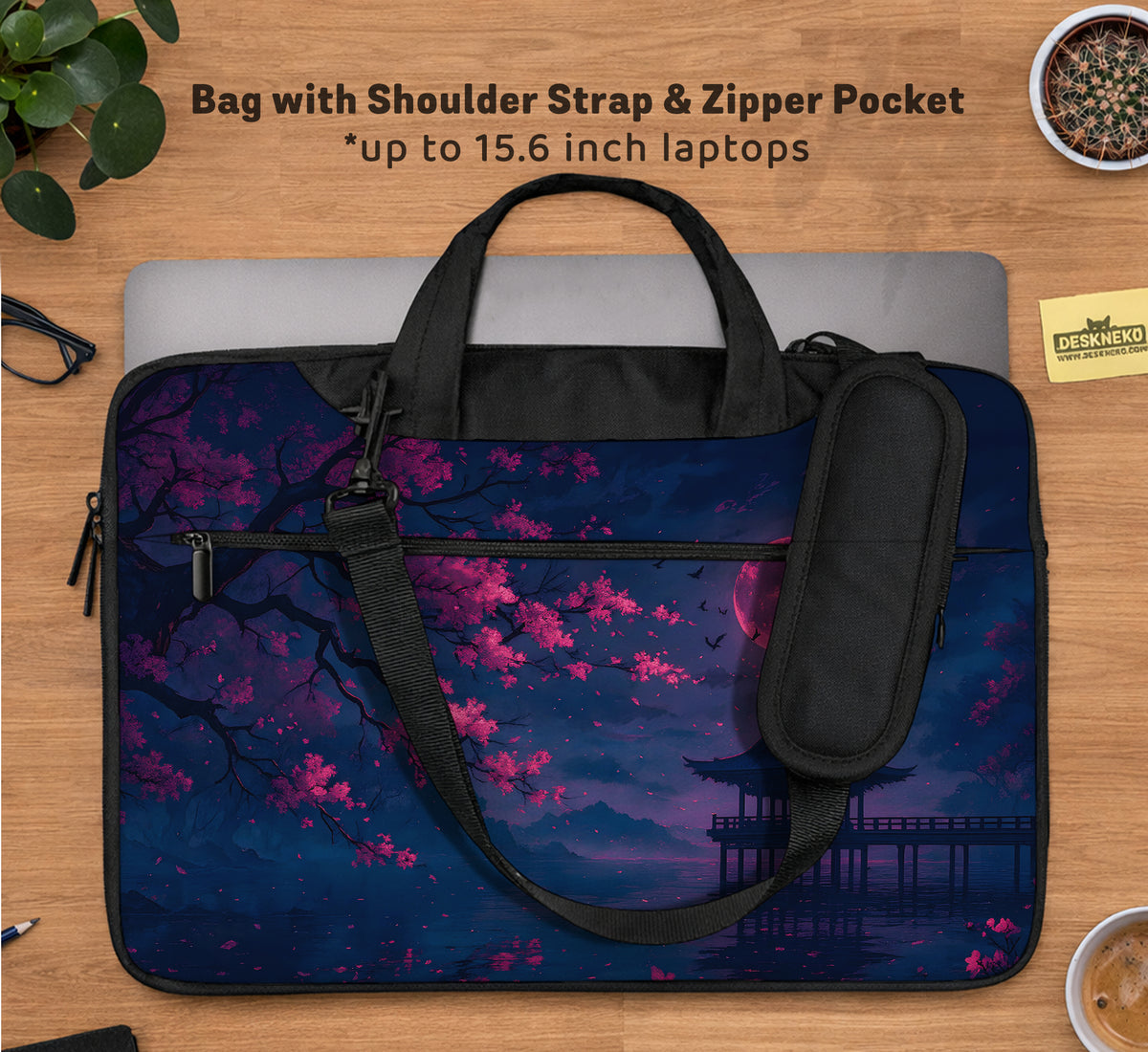 Dark Sakura Night Laptop Sleeves & Bags - Laptop Sleeve - Deskneko - Laptop Sleeves & Bags