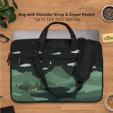 Green Cat Mountains Laptop Sleeve & Bag - Deskneko