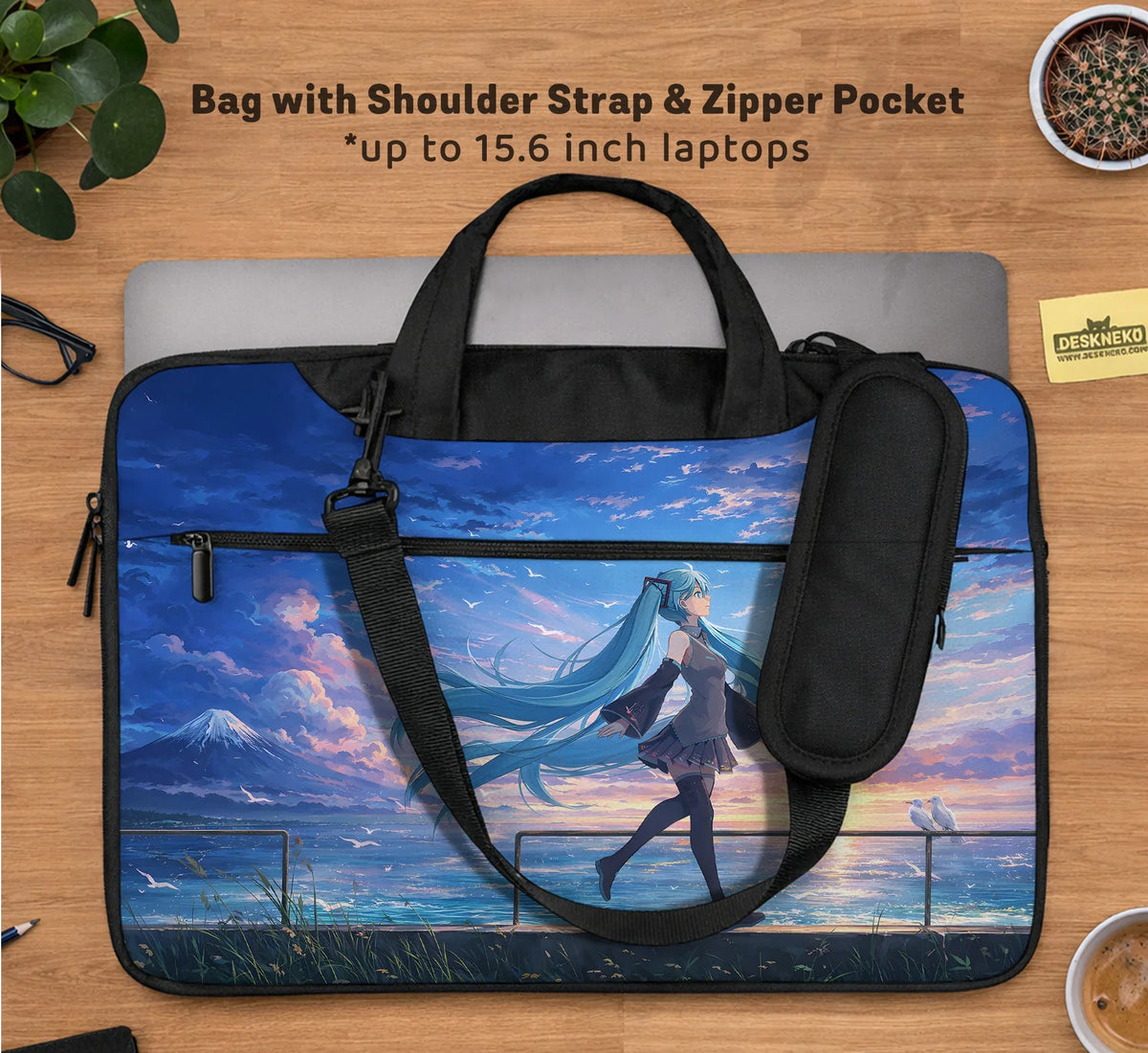 Blue Anime Laptop Sleeve with Handle - Deskneko