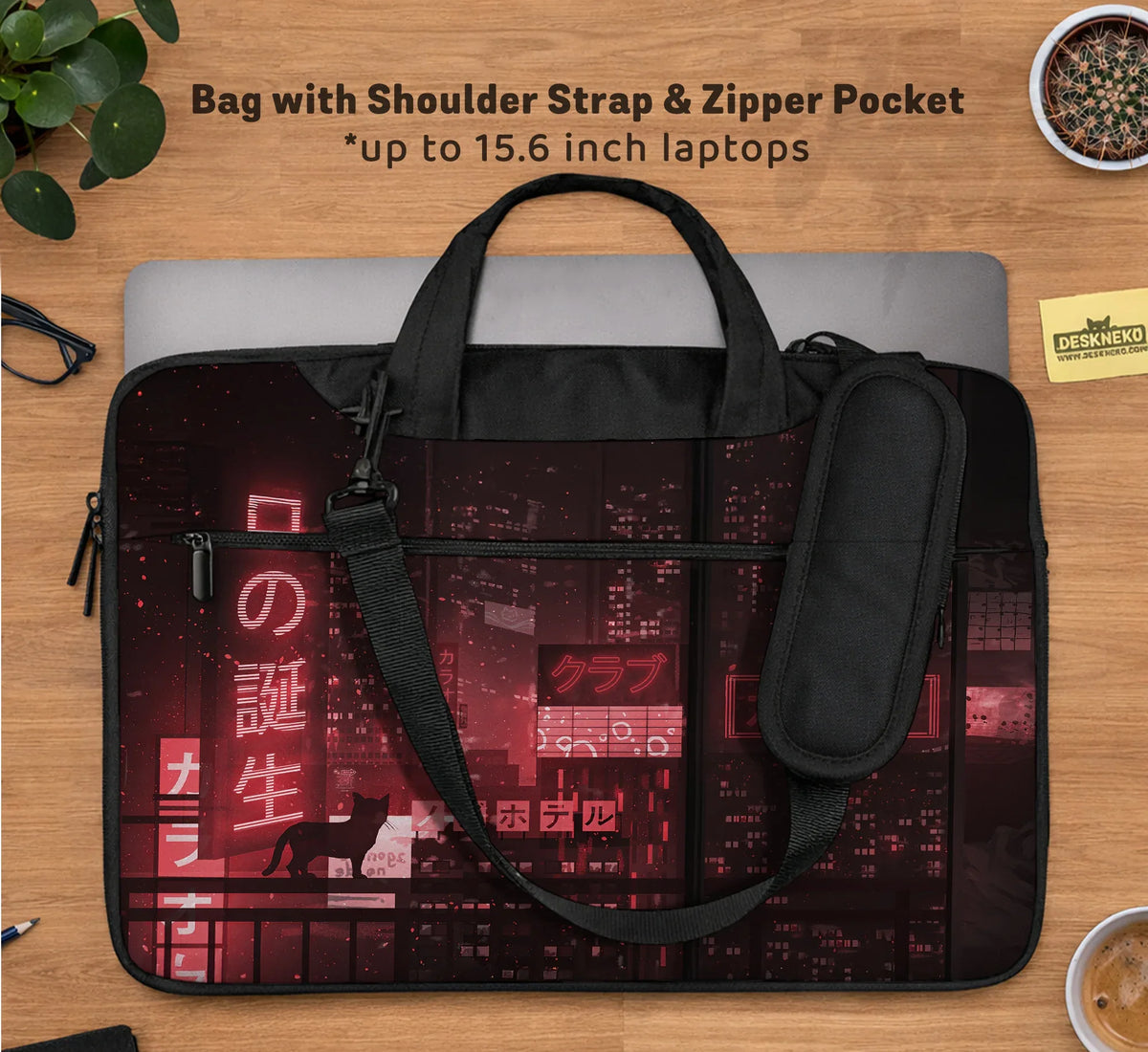 Red Cyberpunk Laptop Sleeve & Bag - Deskneko