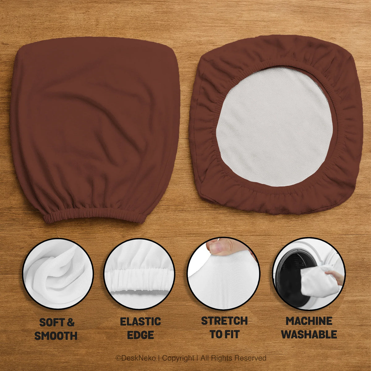 Mahogany Brown Desk Chair Cover - Deskneko