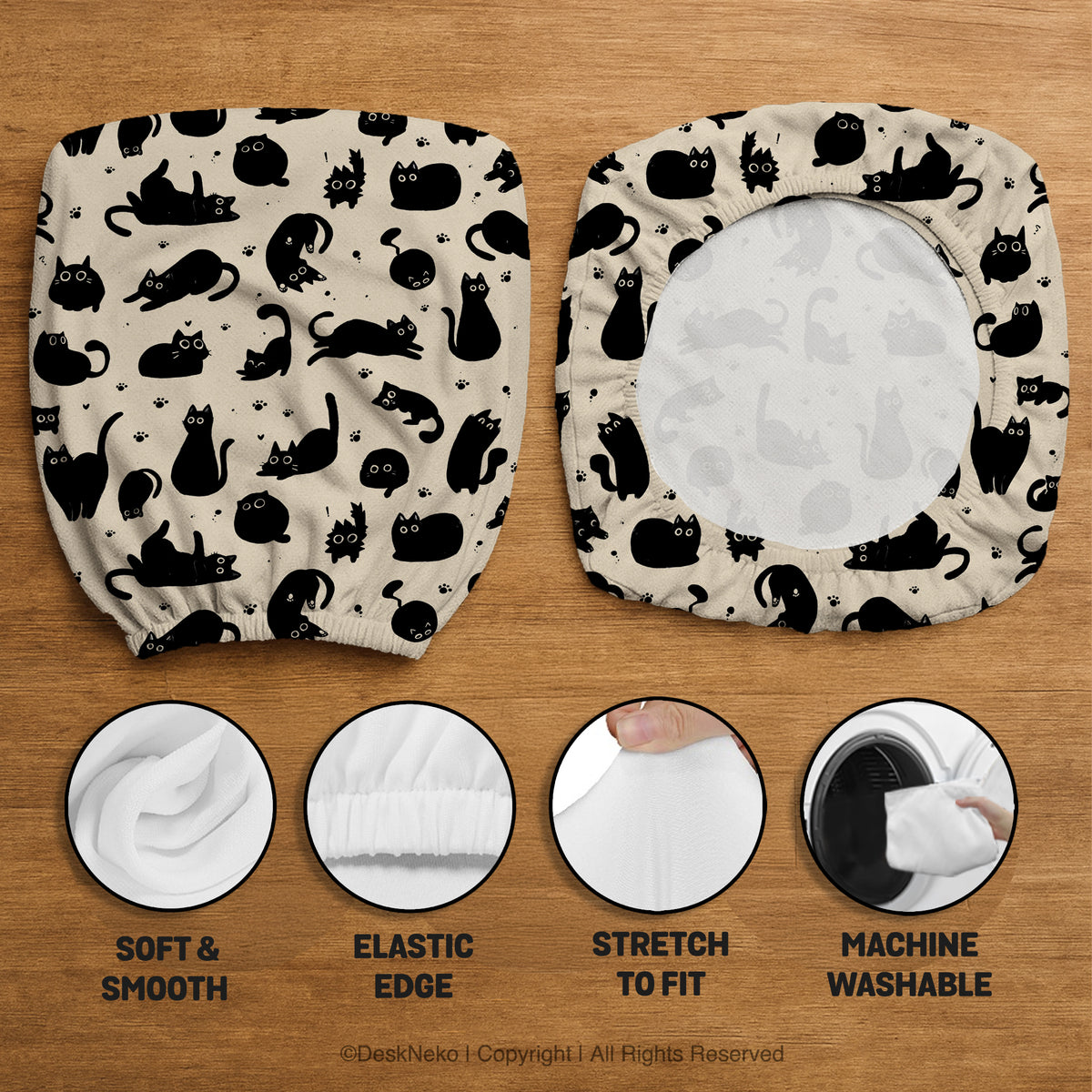 Black Cat Desk Chair Cover - Chair Covers - Deskneko - Desk Chair Covers