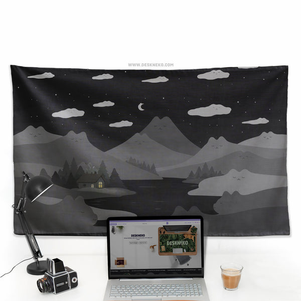 Cute Cat Mountains Wall Tapestry - Wall tapestry - Deskneko - Wall Tapestries