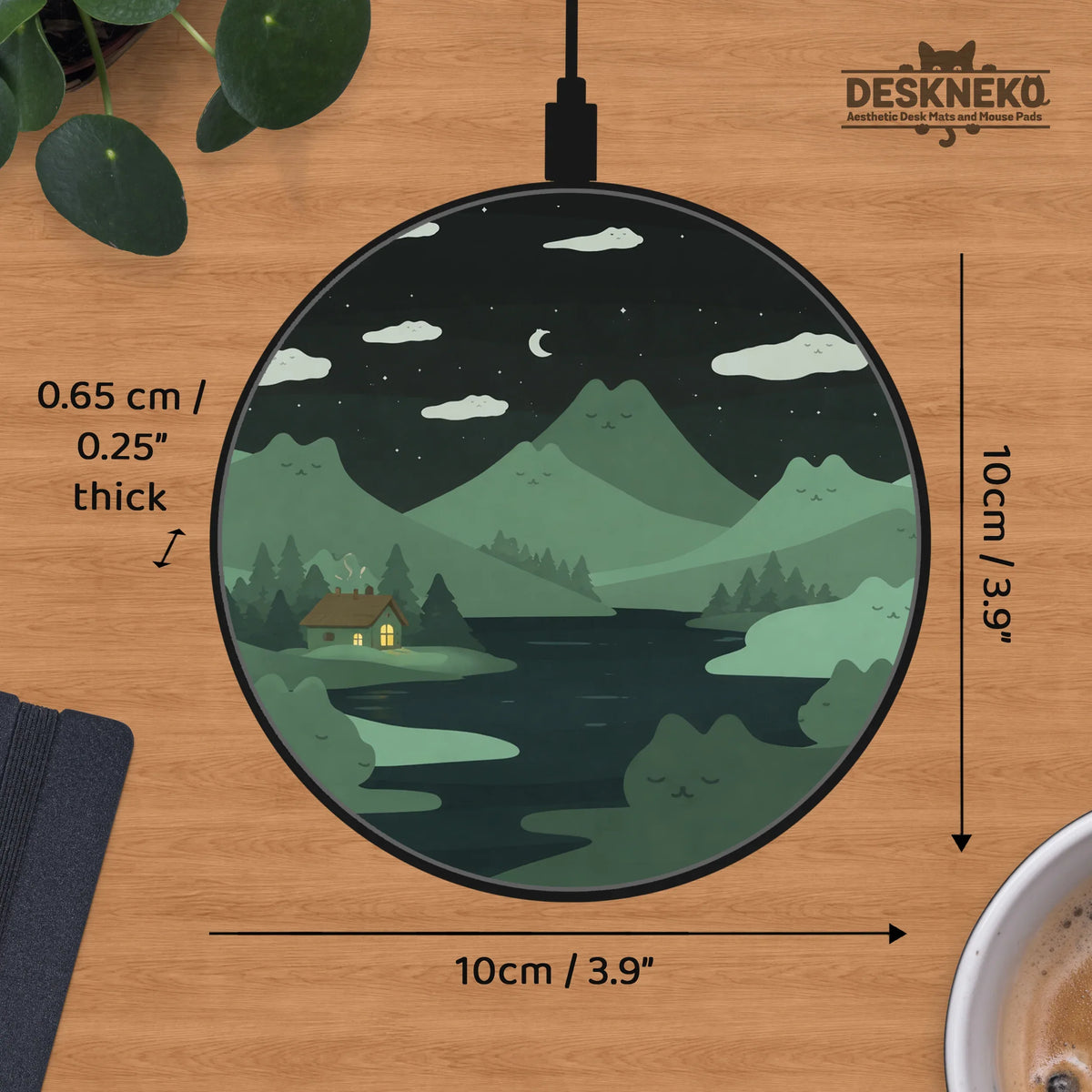 Green Cat Mountain Wireless Charger - Deskneko