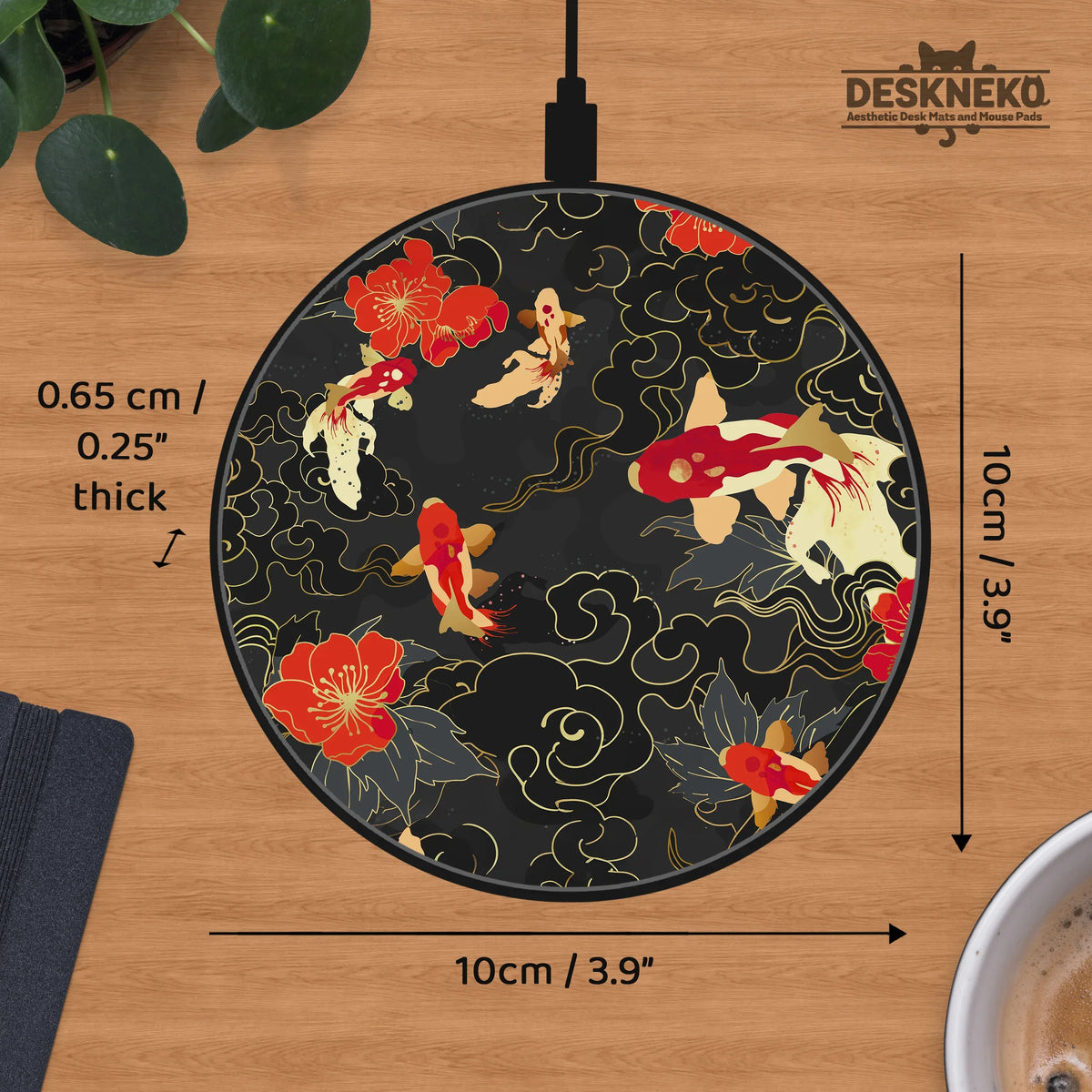 Japanese Koi Floral Wireless Charger - Deskneko