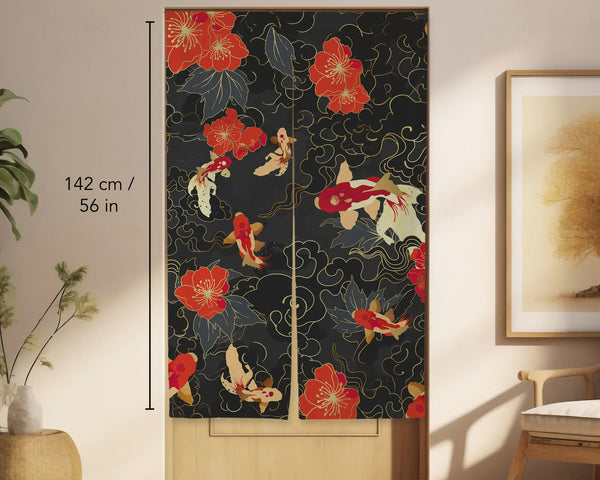 Japanese Koi Fish Noren Door Curtain Room Divider - Deskneko