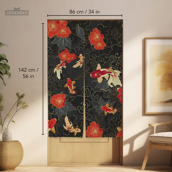 Japanese Koi Fish Noren Door Curtain Room Divider - Deskneko