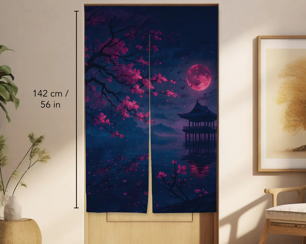Dark Sakura Noren Door Curtain - Deskneko