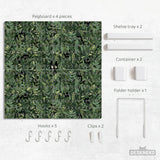 Botanical Cat Desk Pegboard Organizer, Forest Green Workspace Storage - Deskneko