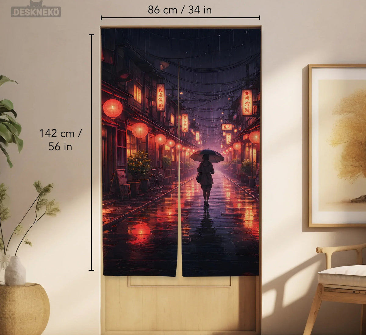 Lofi Anime Alley Noren Door Curtain - Deskneko