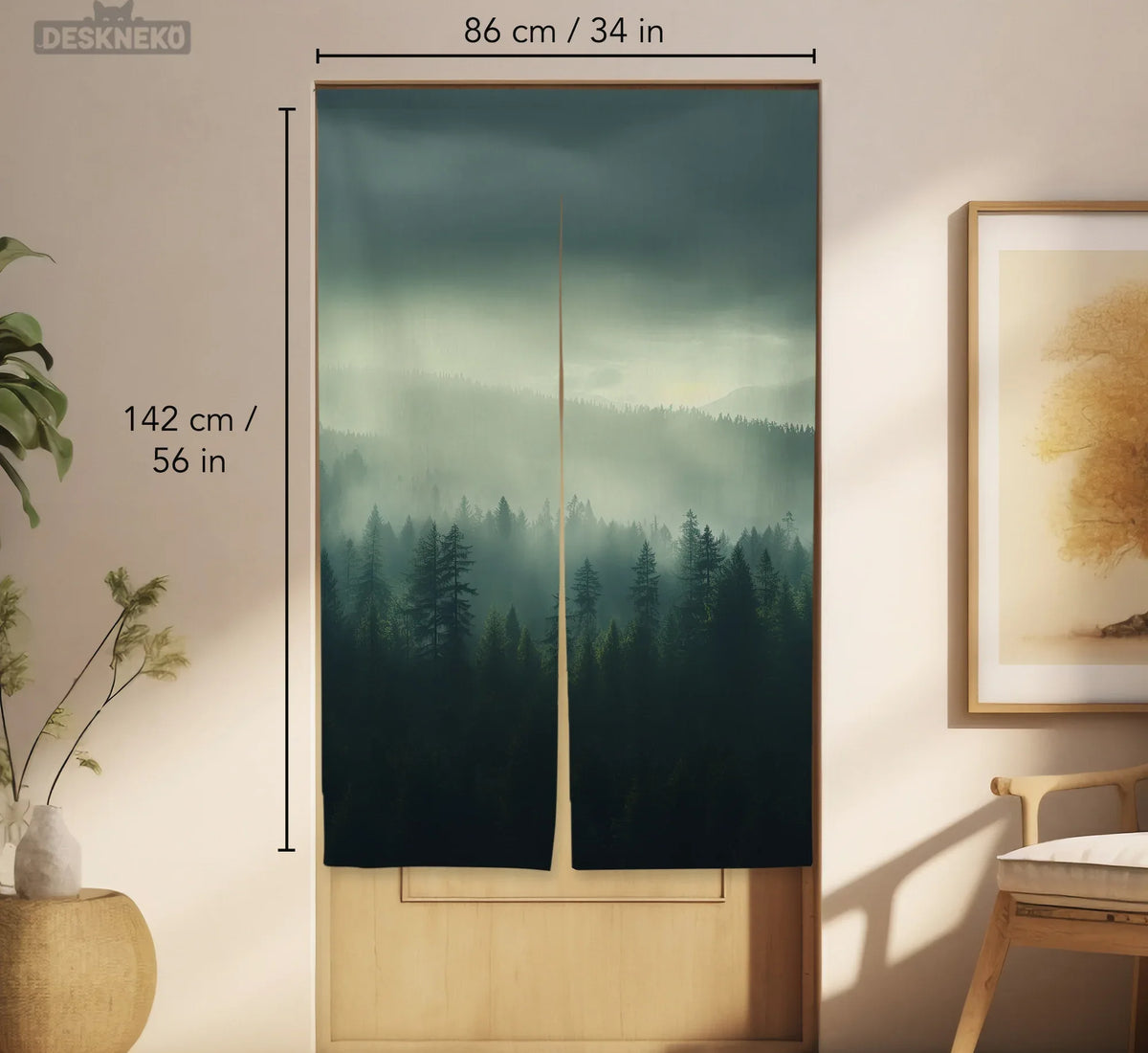 Misty Forest Noren Door Curtain - Deskneko