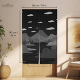 Cute Cat Mountains Noren Curtain - Noren Door Curtain - Deskneko - Noren Door Curtains